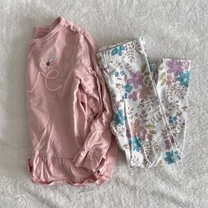 Carter's Pink Top with Floral White Leggings